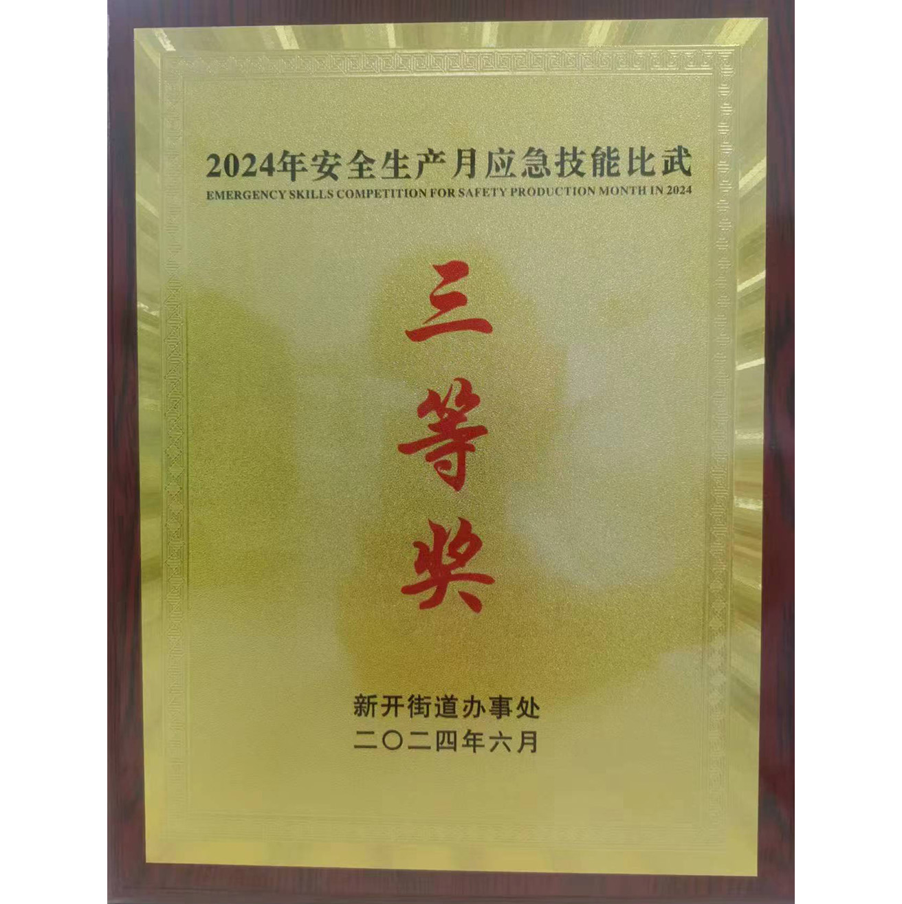 2024年安全生產(chǎn)月應(yīng)急技能比武三等獎
